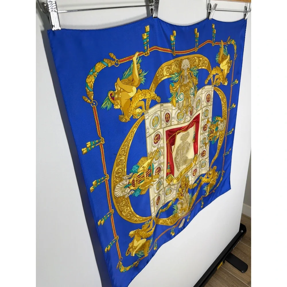Hermes Paris Hommage a Charles Garnier Silk Scarf Blue Gold Bergdorf Goodman